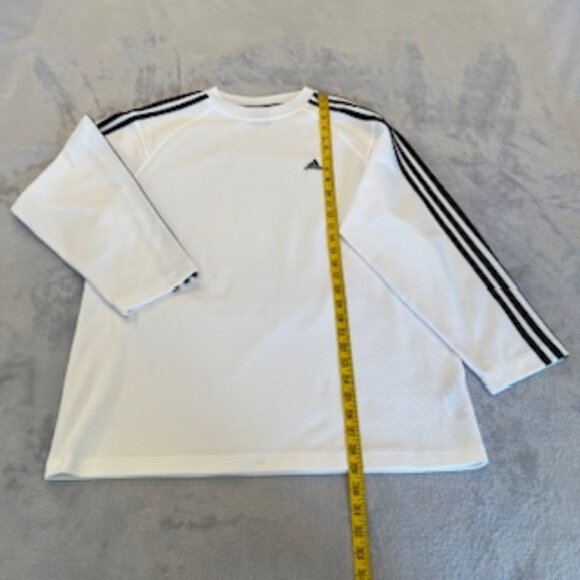 Adidas Men's Long Sleeve Shirt White With Black Stripes On Arms Large - Picture 4 of 15